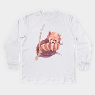 Sleepy Red Panda Kids Long Sleeve T-Shirt